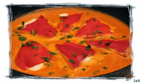 Pimientos rellenos de brandada de bacalao... para el reto Color y sabor de temporada