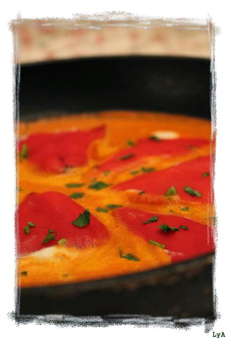 Pimientos rellenos de brandada de bacalao... para el reto Color y sabor de temporada