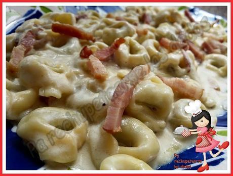 *Tortellinis con bacon y salsa de nata (tradicional)