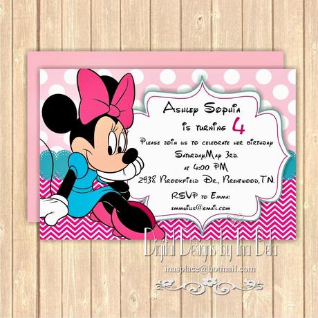 Minnie Mouse Birthday Invitations & Party Ideas Decor.