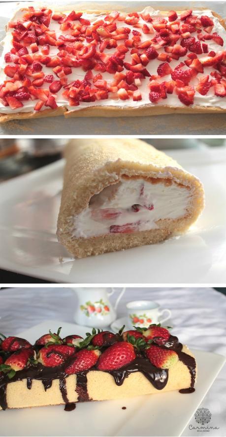 BRAZO DE NATA CON FRESAS Y CHOCOAOVE BRAZO DE NATA CON FRESAS Y CHOCOAOVE