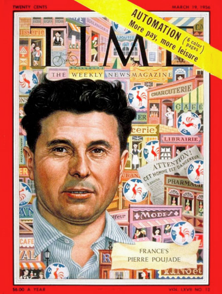 Pierre Poujade portada de la revista Time en marzo de 1956.