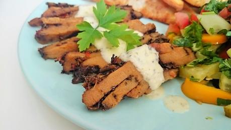 Carne asada vegetal Muscolo di Grano con salsa tártara