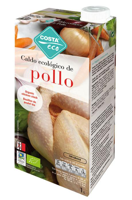 Probando caldo de pollo ecólogico Costa Eco