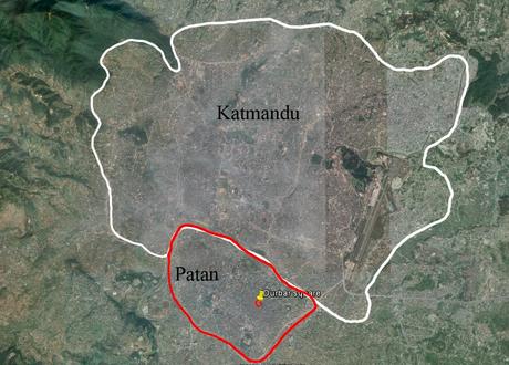 mapa de katmandú y Patan