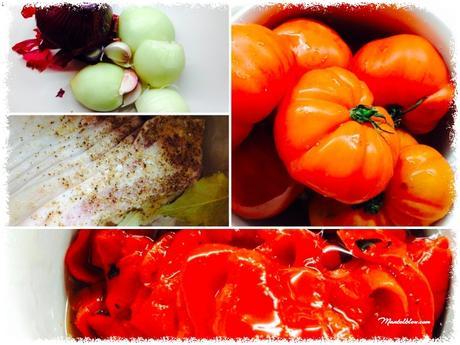 Oreja con salsa de tomate y pimientos Oreja con salsa de tomate y pimientos