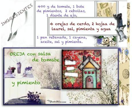 Oreja con salsa de tomate y pimientos Oreja con salsa de tomate y pimientos