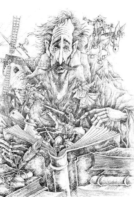 Ilustración de J.R.S. alusiva al Quijote