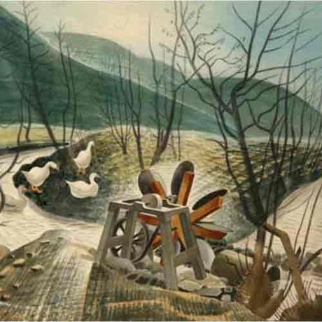 Acuarela de Ravilious. Exposición de Dulwich Picture Gallery.