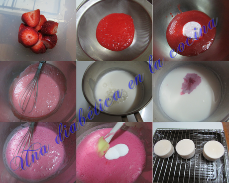 Mousse de queso desnatado y glaseado de fresas y yogur sin azúcares añadidos