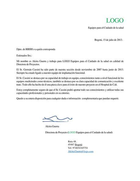 Plantilla de carta de recomendación Gestión De Proyectos