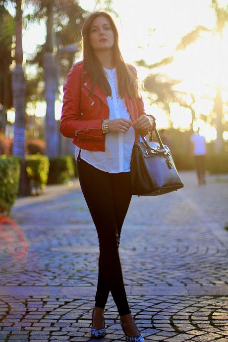 Leather red jacket