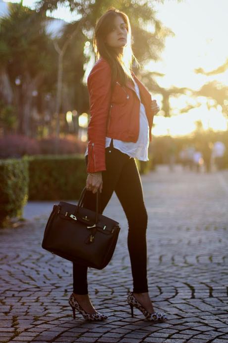 Leather red jacket