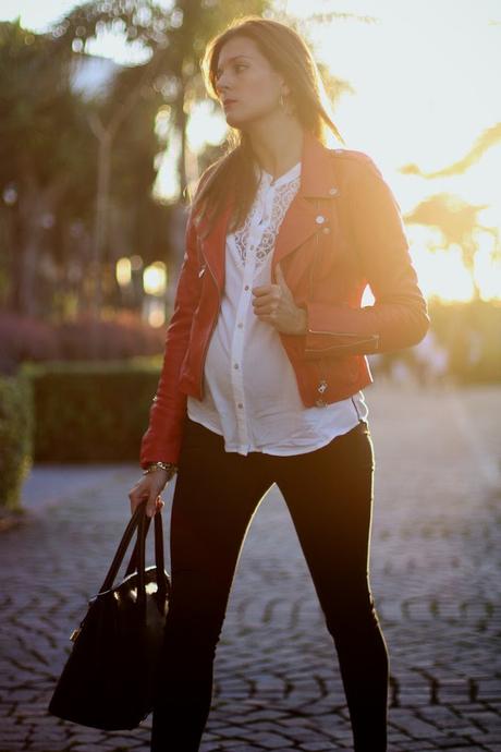 Leather red jacket