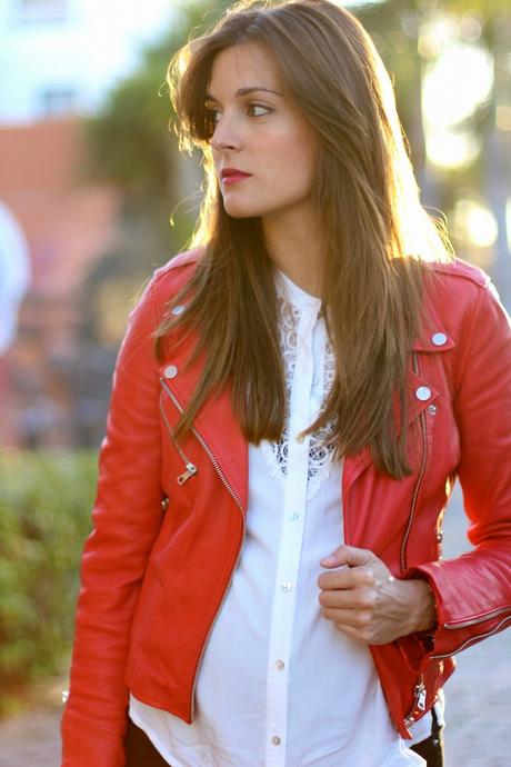 Leather red jacket