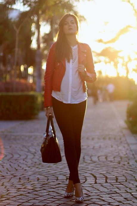 Leather red jacket