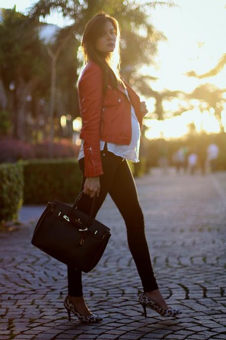 Leather red jacket