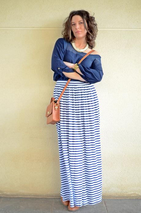 navy long skirt