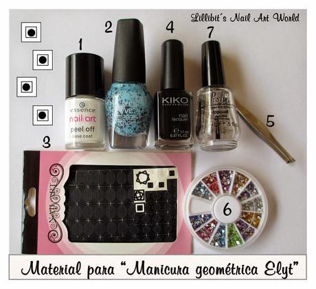 Manicura geométrica con pegatinas/plantillas de Elyt.es