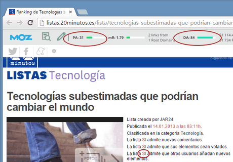 8 Trucos de link building Lista de 20minutos.es con opción de añadir elementos