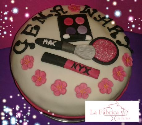tarta fondant maquillaje