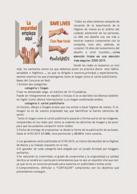 #HigieneManos5M, CONCURSO DE CARTELES Y ESLOGAN «Día del Lavado de Manos»