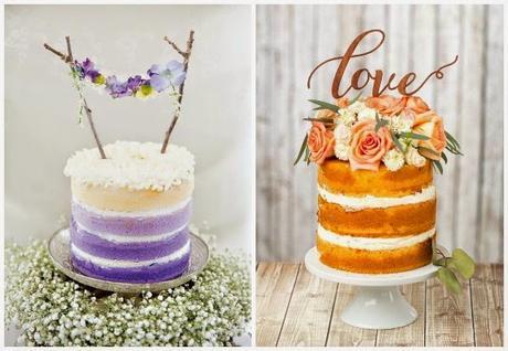 Dos tartas de boda con adornos de flores y love