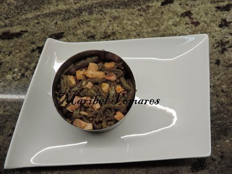 Judías verdes con salmón ahumado.