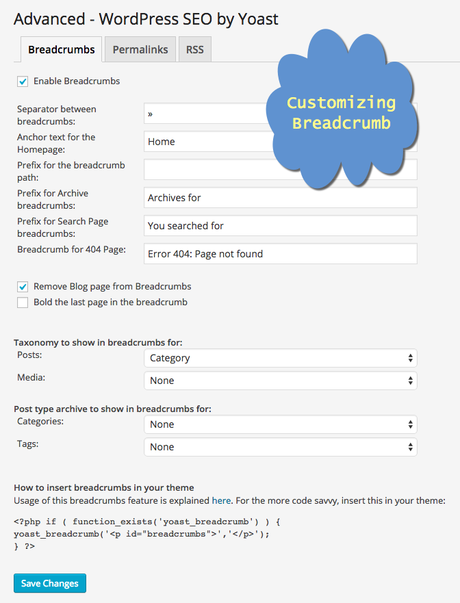 Adicion breadcrumb en wordpress usando el plugin SEO Yoast