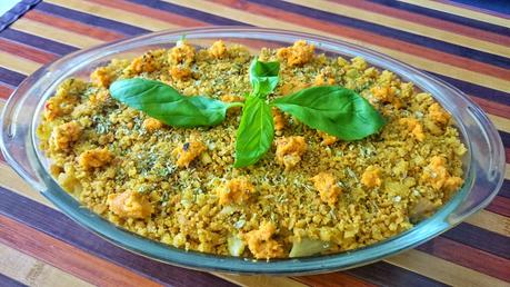 Cazuela de macarrones y migas de garbanzos