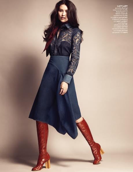 Sui He es todo denim para Vogue Thailandia