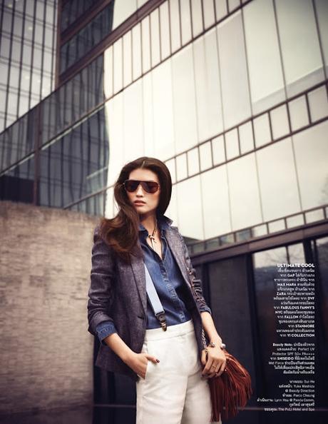 Sui He es todo denim para Vogue Thailandia