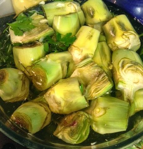 ALCACHOFAS CON JAMON Y SALSITA BLANCA