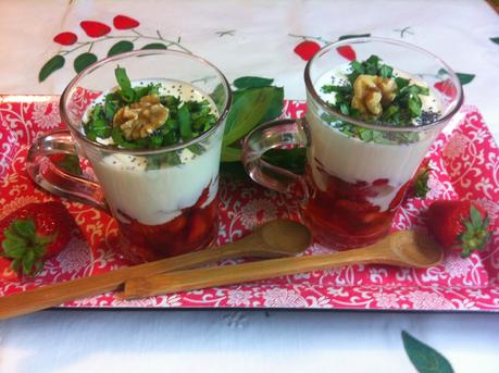 Fresas Con Crema De Queso Y Albahaca