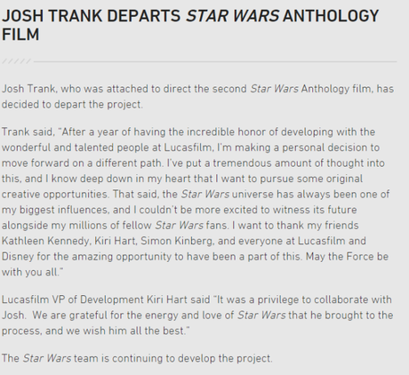 Josh Trank abandona 'Star Wars'