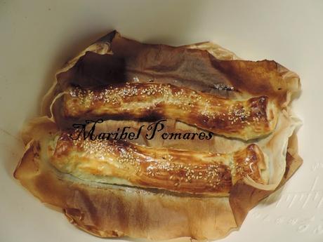 Cañas de hojaldre y nutella.