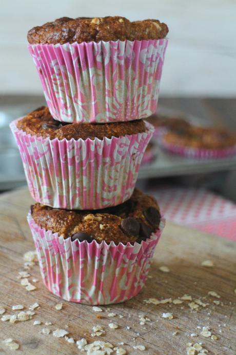 Muffins de avena, yogur y plátano con 2 chocolates. {Gluten free}