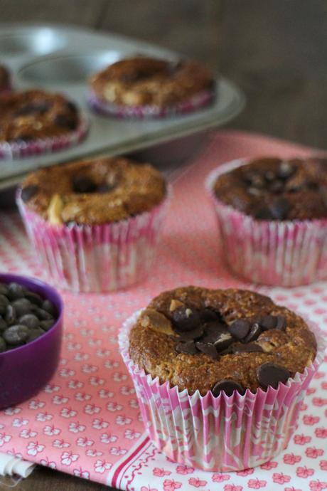 Muffins de avena, yogur y plátano con 2 chocolates. {Gluten free}