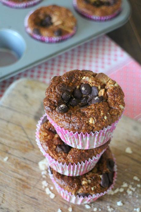 Muffins de avena, yogur y plátano con 2 chocolates. {Gluten free}