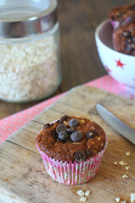 Muffins de avena, yogur y plátano con 2 chocolates. {Gluten free}