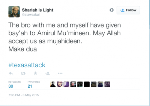 Tweet 1, diciendo que querían que Alá les permitiese ser mujahidines