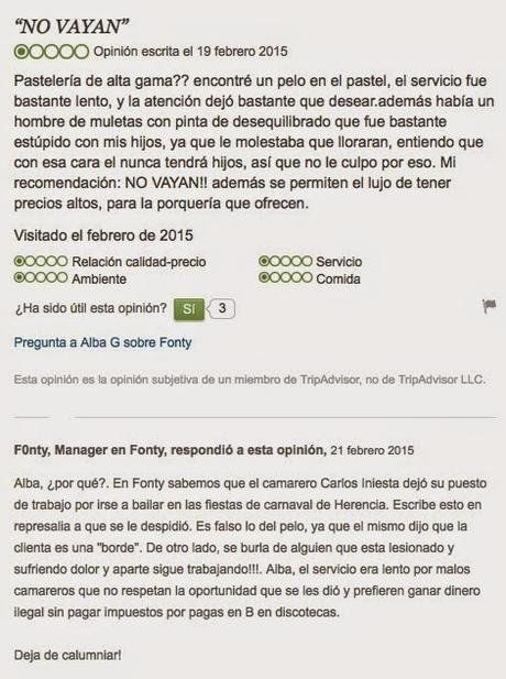 Drama en el Trip Advisor
