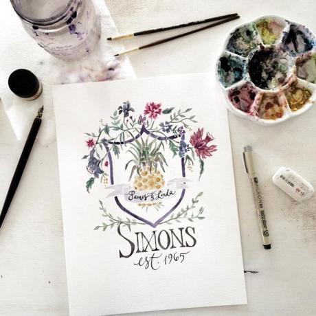 Invitacion acuarela y flores