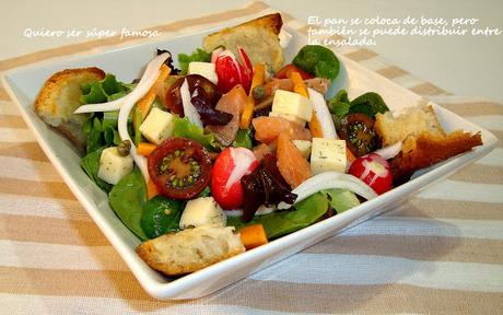 Ensalada de salmón marinado y queso