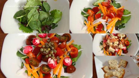 Ensalada de salmón marinado y queso