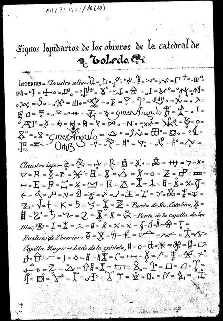 Marcas de canteros en la catedral de Toledo, convento de San Juan de los Reyes.y otros lugares significativos
