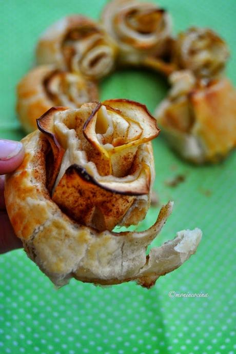 CORONA DE ROSAS DE HOJALDRE Y MANZANA