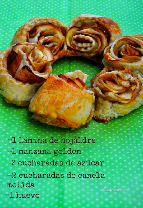 CORONA DE ROSAS DE HOJALDRE Y MANZANA