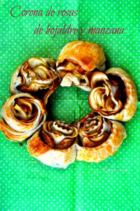 CORONA DE ROSAS DE HOJALDRE Y MANZANA