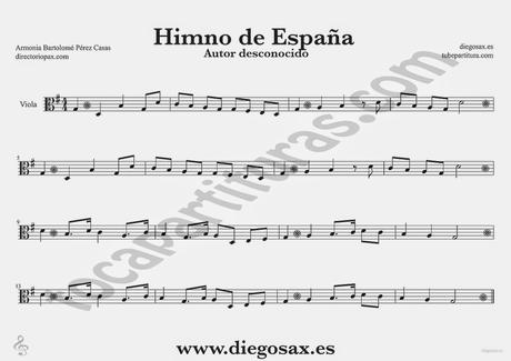 Tubepartitura Himno Nacional de España Partitura de Viola Himnos del Mundo